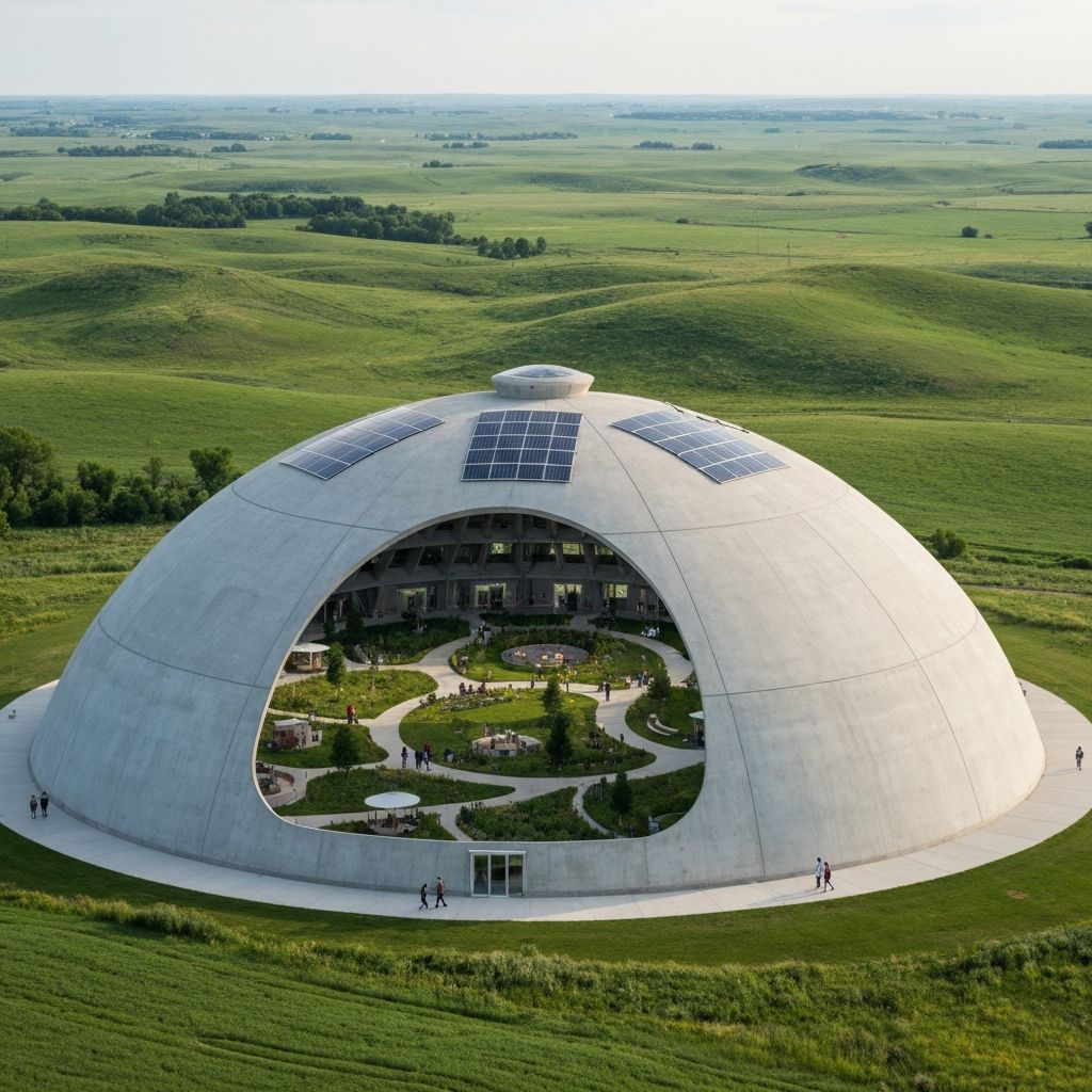 TerraDome Community in Midwest Prairie with Solar Integration and Internal Courtyard