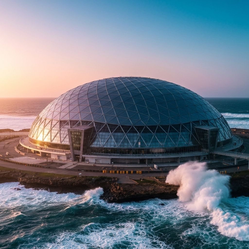 Coastal TerraDome Architecture Withstanding Ocean Waves