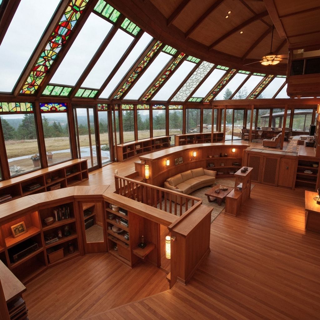 TerraDome Interior with Frank Lloyd Wright Design Elements
